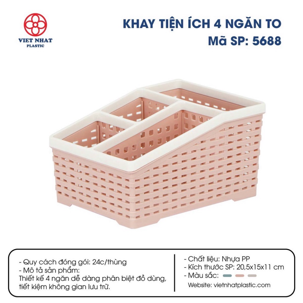 Khay tiện ích 4 ngăn loại to hàng Cao cấp việt nhật