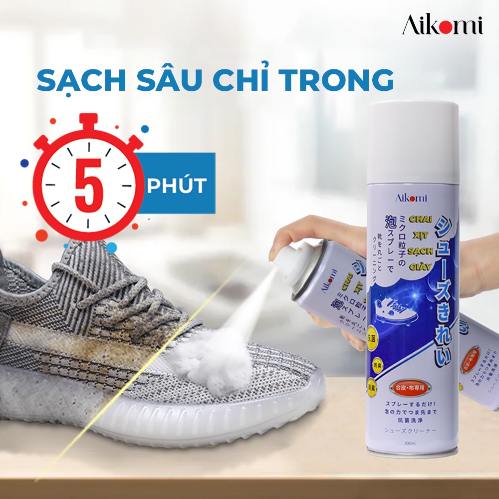 Chai xịt tạo bọt vệ sinh giày Aikomi cao cấp - 300ml