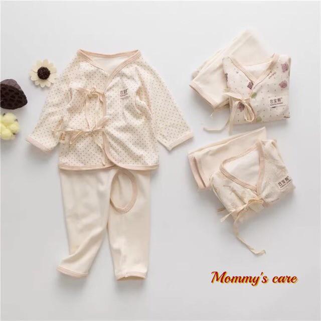 Bộ quần áo sơ sinh dài tay 100% organic cotton hữu cơ tự nhiên không tẩy nhuộm hóa chất an toàn cho bé