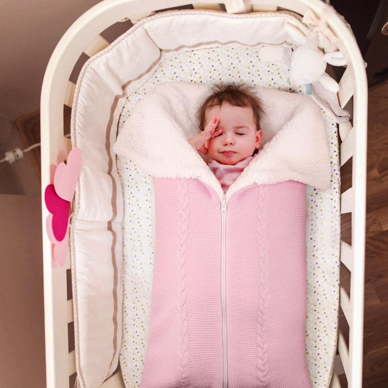Trẻ Sơ Sinh Túi Ngủ Làm Dày Mùa Đông Cho Bé Bao Dệt Kim Xe Đẩy Đầm Footmuff Tập Đi Slaapzak Kid Sleepsack Trẻ Sơ Sinh Bao