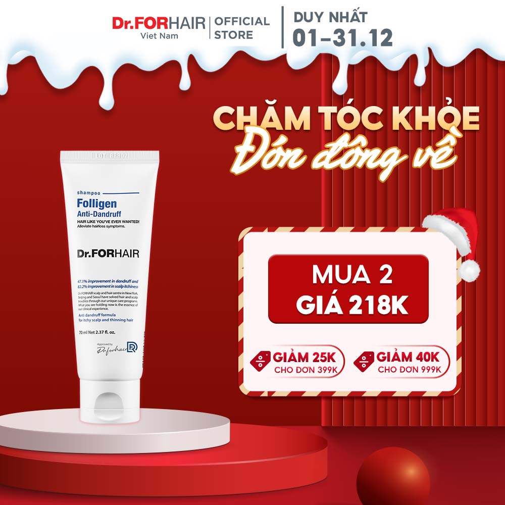 Dầu gội đầu giảm gàu ngứa hỗ trợ mọc tóc Dr.FORHAIR Folligen Anti-Dandruff Shampoo