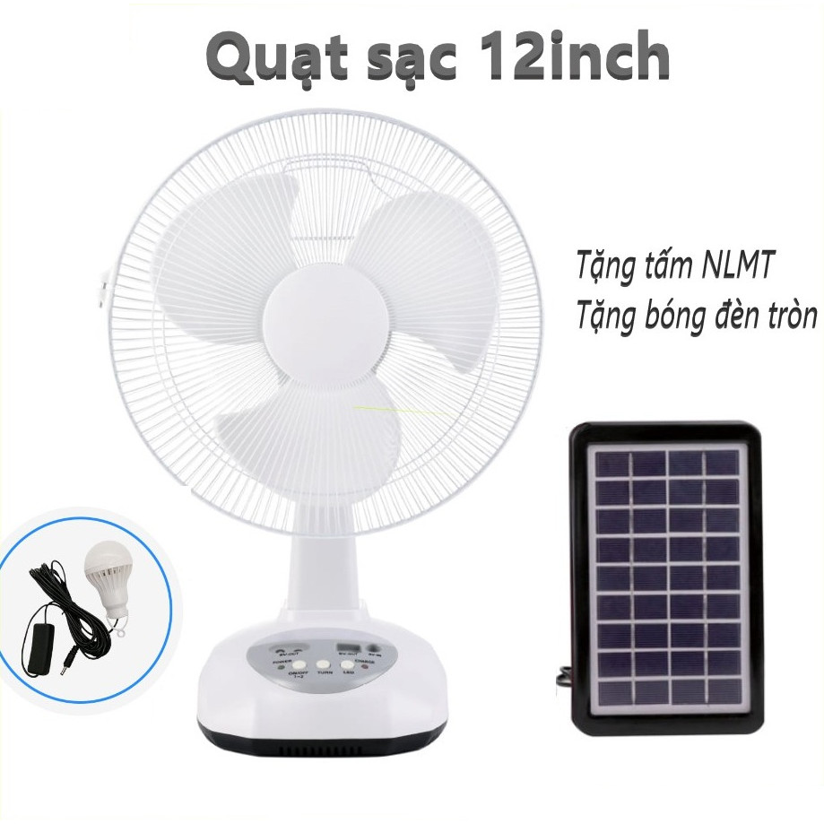 Fan tích điện năng lượng mặt trời đa năng, Không tốn tiền điện, Không có điện vẫn sạc, Thời gian sử dụng lên đến 12H, Cổng sạc USB cho điện thoại di động