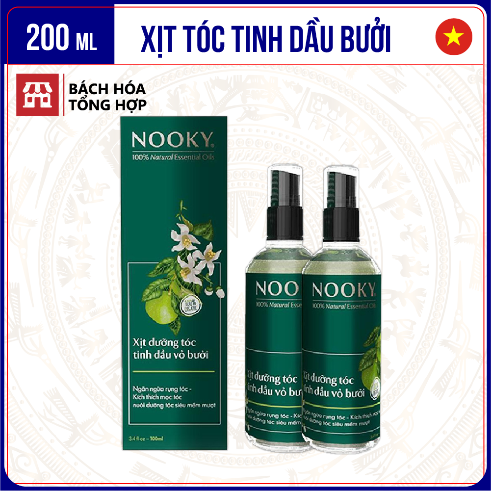 [200ml] Bộ 2 Chai xịt tóc tinh dầu bưởi Nooky | Chai 100ml