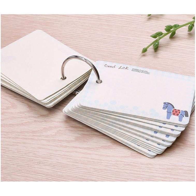 Sổ Ghi Chú Giấy Note Flashcard Kèm Khoen Ngựa Sắt (Giao màu ngẫu nhiên)