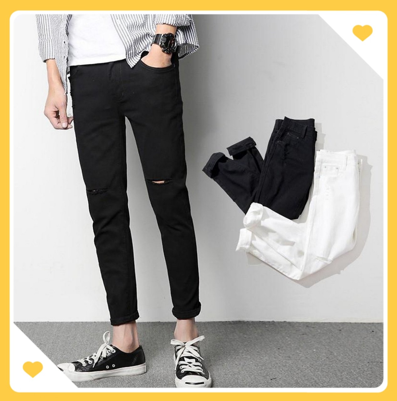 Quần Bò Nam cao cấp chất jean co dãn màu đen phong cách - mã XNĐ01