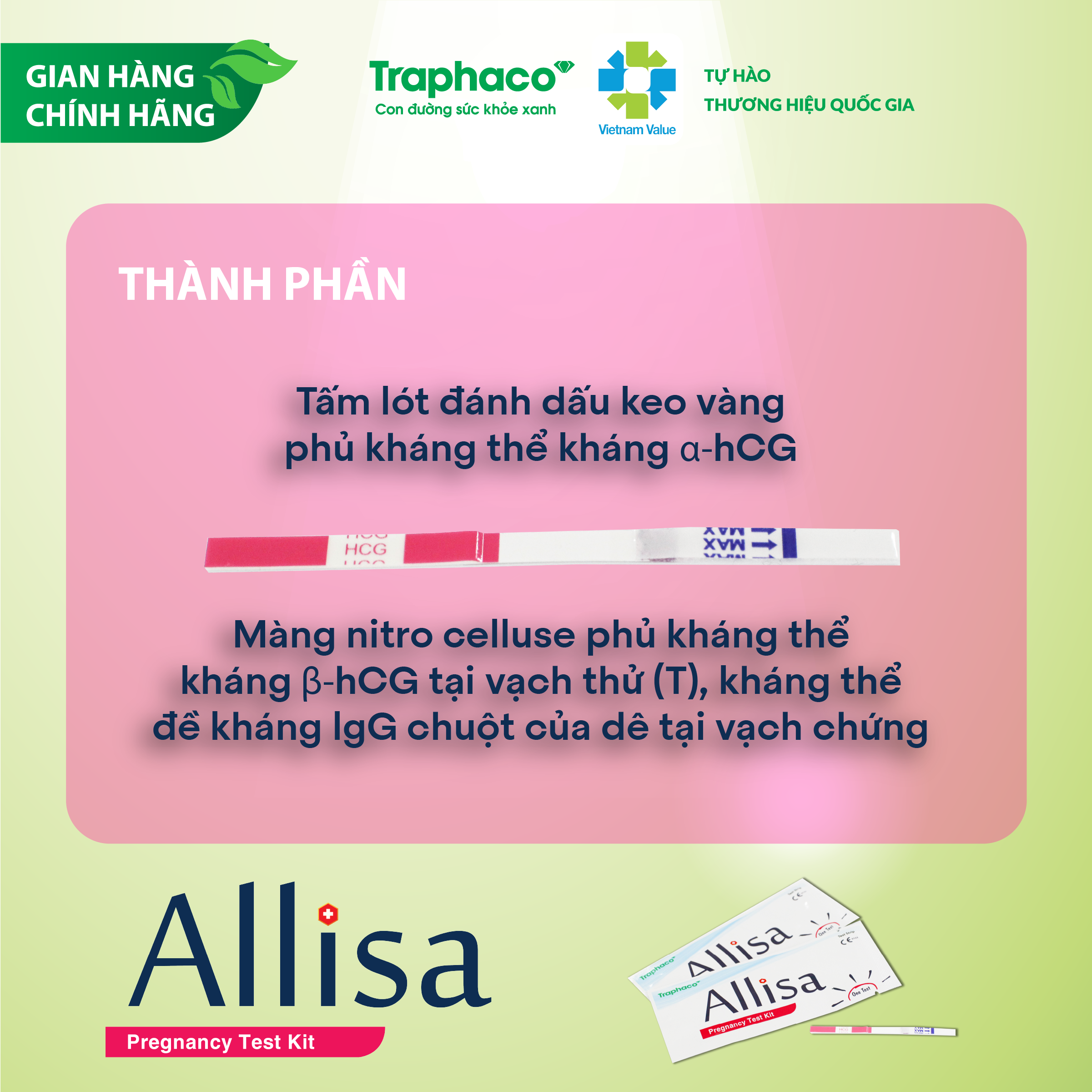 Hình ảnh Que Thử Thai Allisa HCG Traphaco Chính Xác Mọi Thời Điểm Trong Ngày Chỉ Sau 7 Ngày Quan H