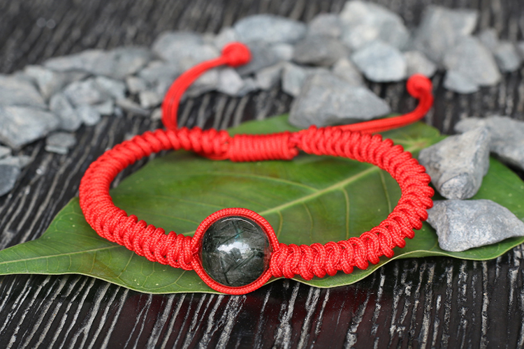 Vòng Tay Kết Dây Hạt Thạch Anh Tóc Xanh Ngọc Quý Gemstones GA32