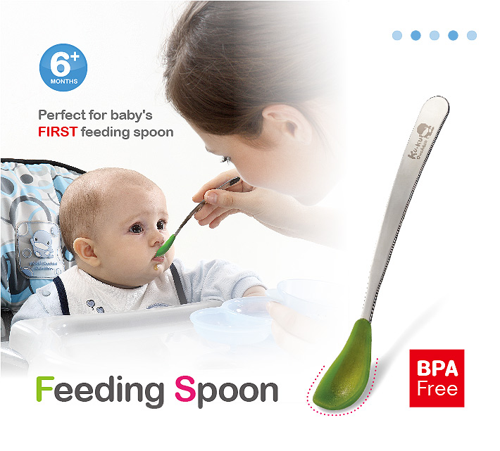 MUỖNG ĂN DẶM CHO BÉ KÈM HỘP ĐỰNG KUKU - KU5466A ( MÀU HỒNG )