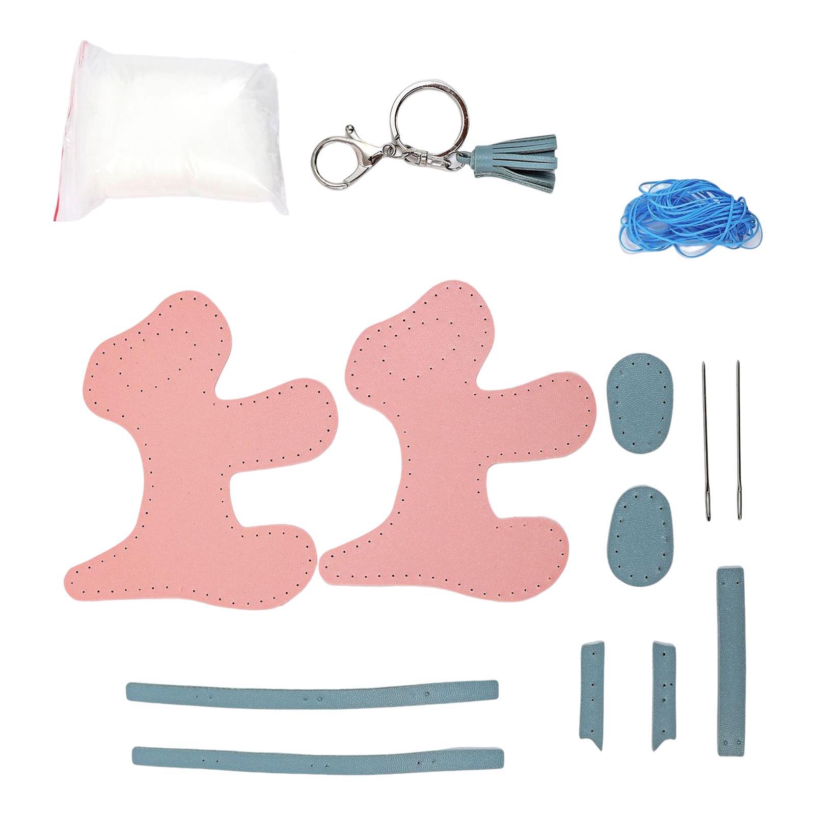 DIY Keychain Kit Sewing Kit PU Leather Kids Handmade Sewing Toys Animal