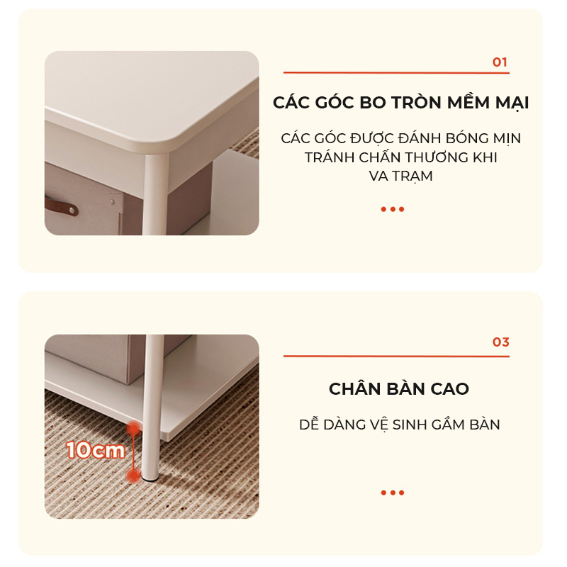 Bàn Trà Sofa 2Tầng Phong Cách Hiện Đại Khung Thép Chống Gỉ An Toàn AM137