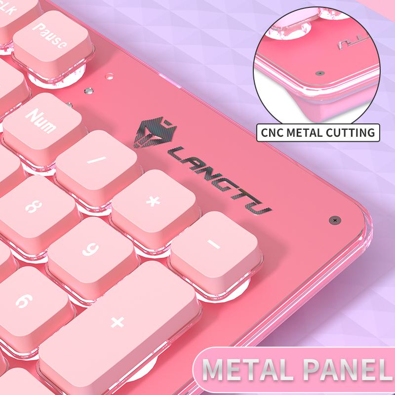 Backlit 104 Phím Sạc Không Dây Bluetooth Bộ Bàn Phím Và Chuột Chơi Game Hồng Dễ Thương Cực Phù Hợp Cho Gia Đình văn Phòng Game