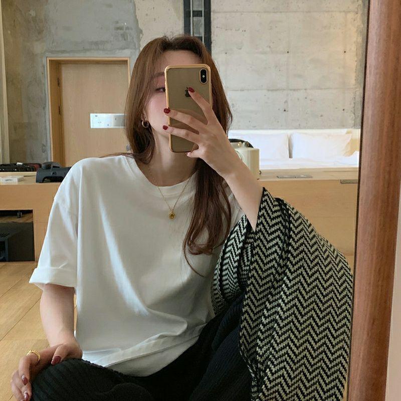 LàEM_Áo phông trắng trơn 100% cotton