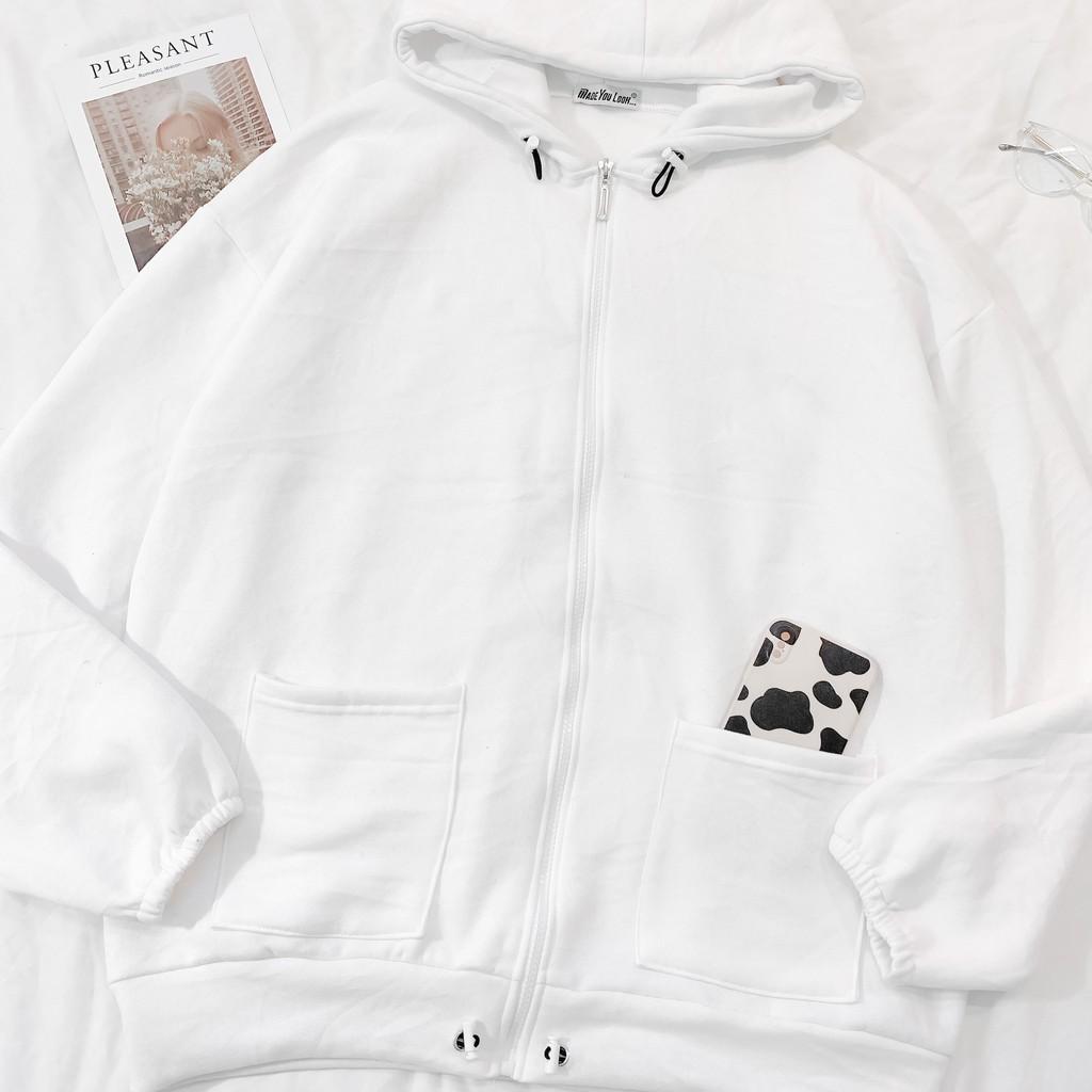 Áo khoác nỉ Zipper Túi Vuông phông Unisex nam nữ tee oversize form rộng pull Ulzzang Streetwear Hàn Quốc vải mềm