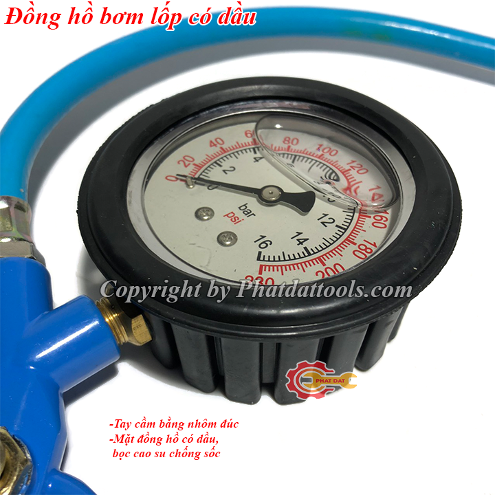 Đồng hồ bơm lốp có dầu-Tay bơm lốp đồng hồ dầu cao cấp