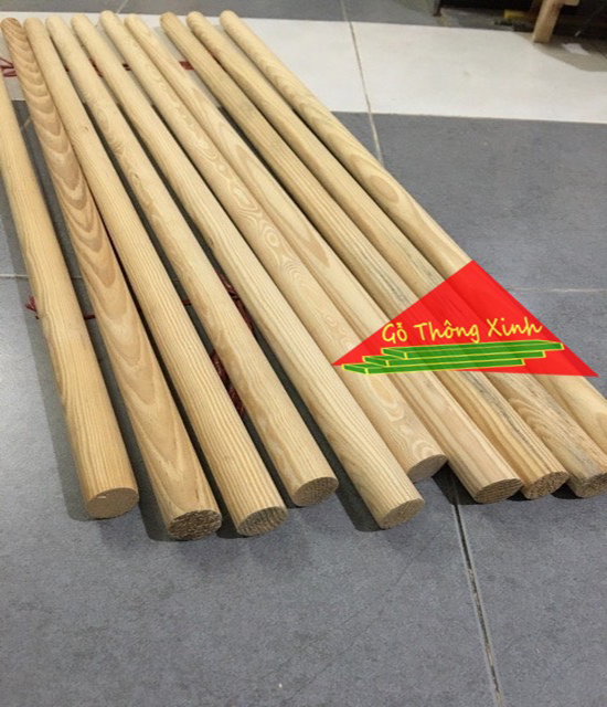 Thanh gỗ tròn phi 3cm, dài 1m2 được chà láng mịn phù hợp trang trí, đóng chân bàn, ghế, cây treo đồ