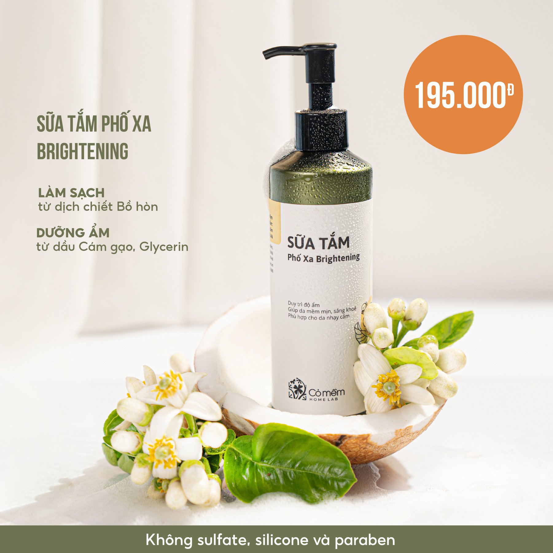 Sữa tắm Bồ Hòn Phố Xa Hương Hoa Bưởi Dưỡng Ẩm Sáng Da Cỏ Mềm 250g