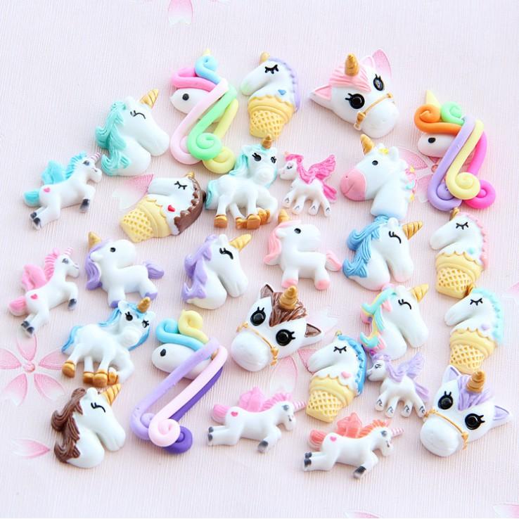 *HN* Túi 100 charm unicorn kỳ lân một sừng cho các bạn trang trí vỏ điện thoại, kẹp tóc, thiệp mời, DIY