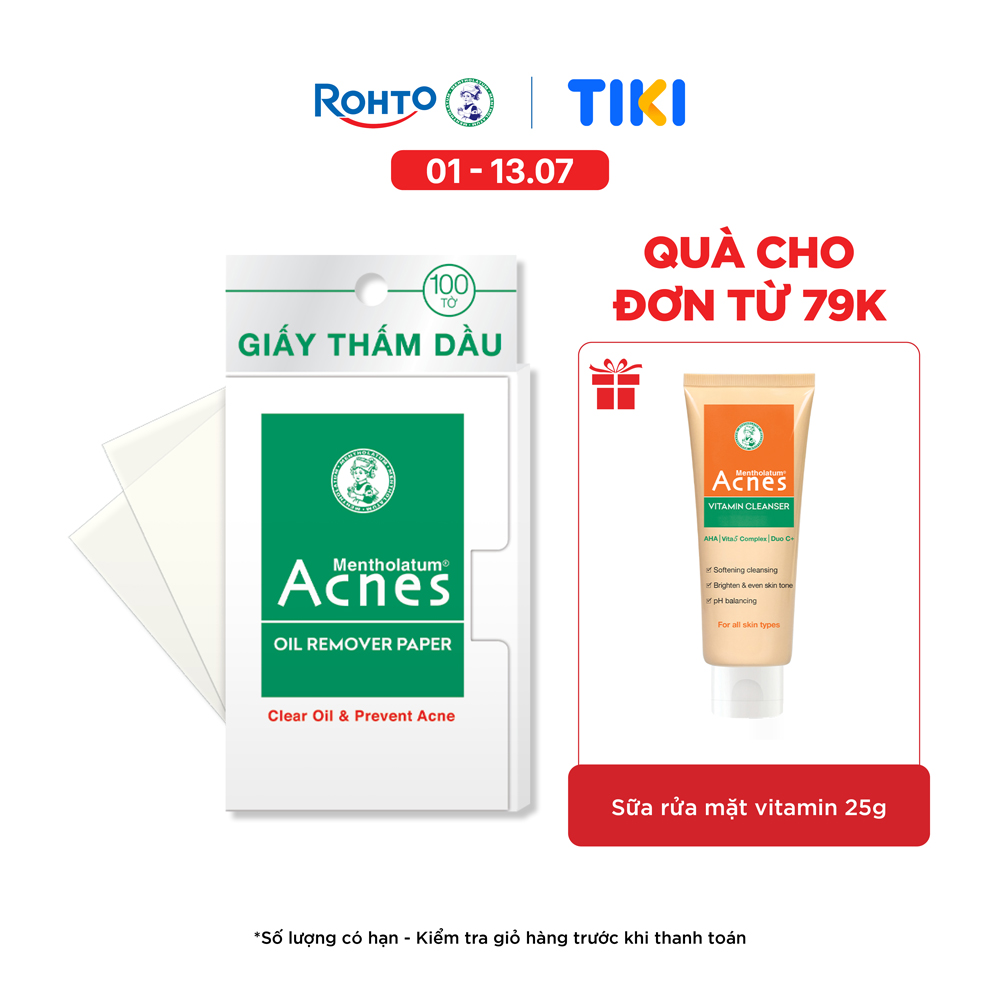 Giấy thấm dầu kiểm soát nhờn, ngừa mụn Acnes Oil Remover Paper 100 tờ