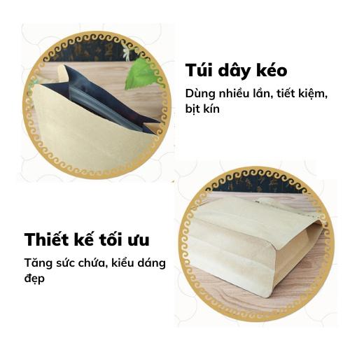 Túi giấy kraft có van 1 chiều túi 4 cạnh có zip gói hàng đựng thực phẩm bao bì đựng cà phê giúp tái dùng lần