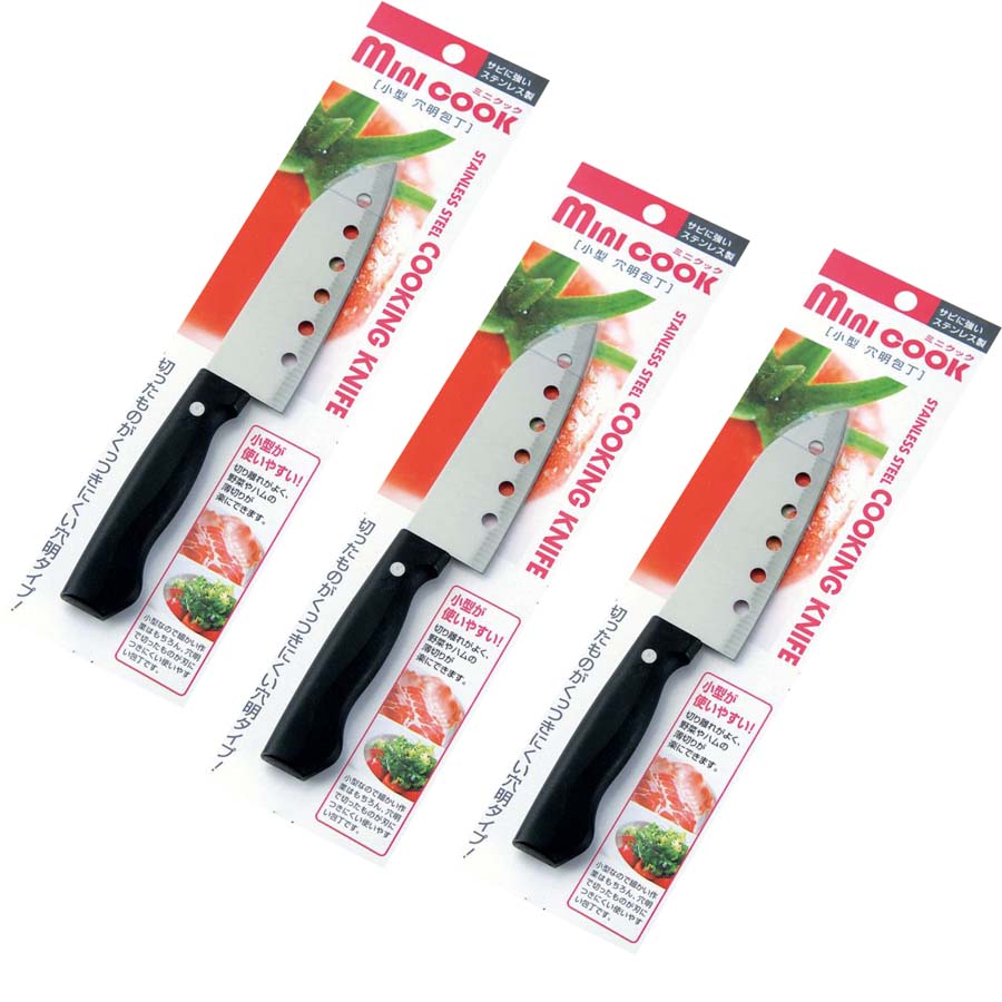 Bộ 3 dao inox có lỗ sắc bén, tay cầm nhựa cao cấp PP tiện lợi - Japan
