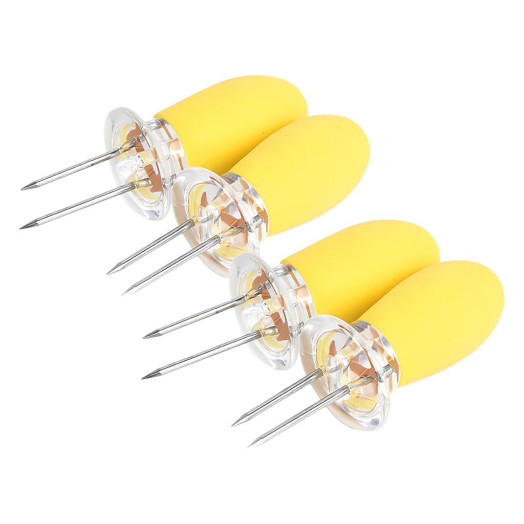 4 Pieces Heat Resistant Corn Holders Corn on the Cob Skewers Prong Forks for