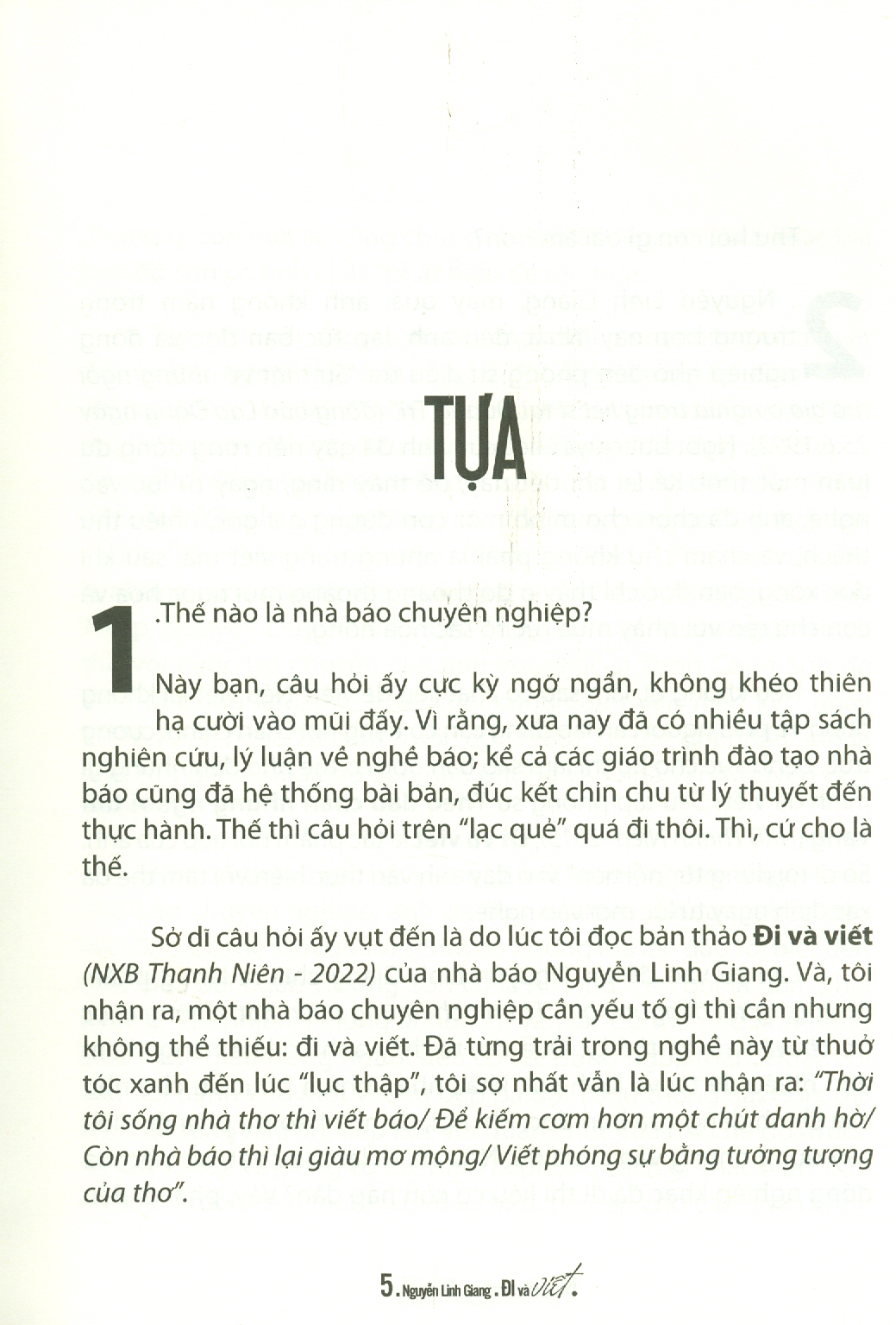 ĐI Và VIẾT - Ký Sự, Phỏng Vấn