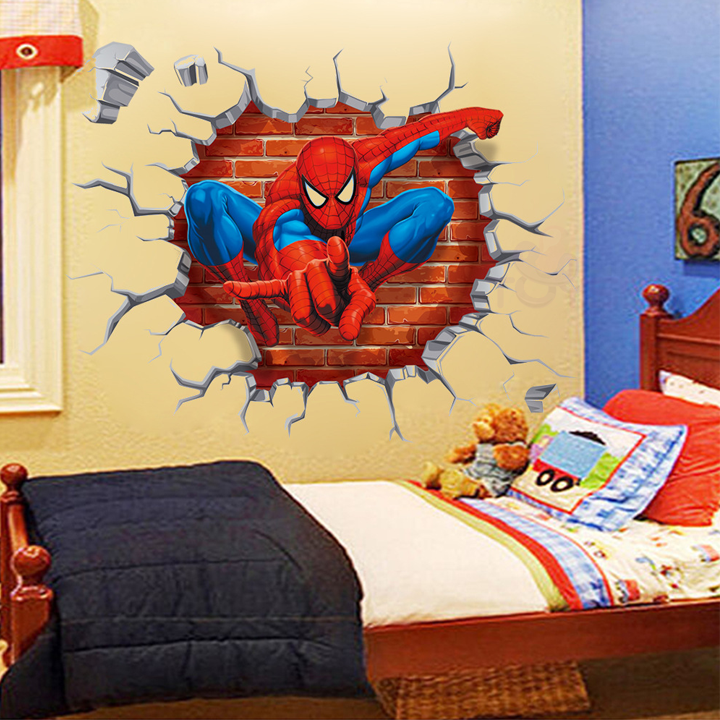 Decal dán tường spider man trang trí phòng cho bé - Giấy dán tường hoạt hình người nhện - Quà tặng sinh nhật cho bé