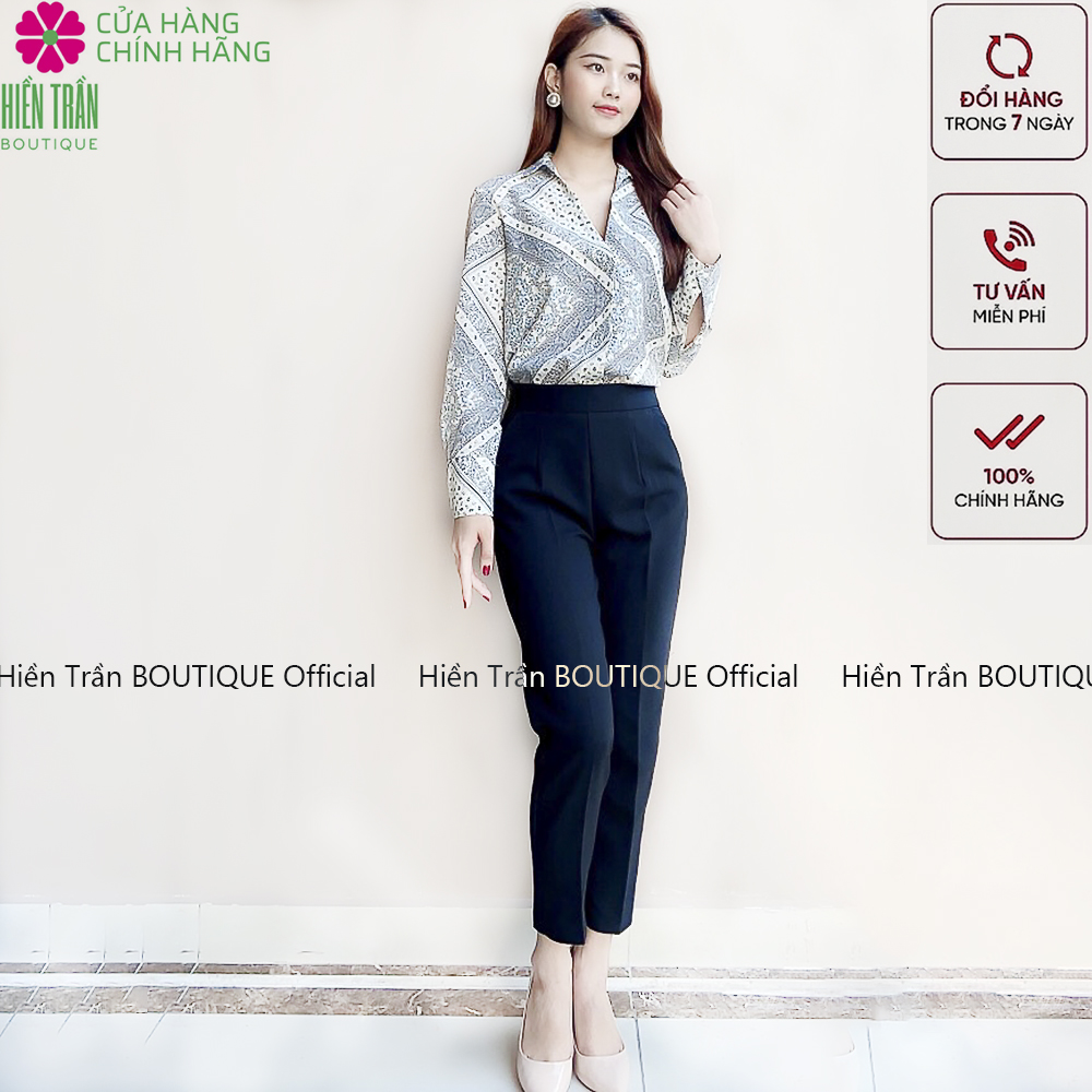 Quần baggy nữ Hiền Trần BOUTIQUE cạp chun sau, quần baggy vải công sở, cạp cao form dáng chuẩn, chất vải cao cấp