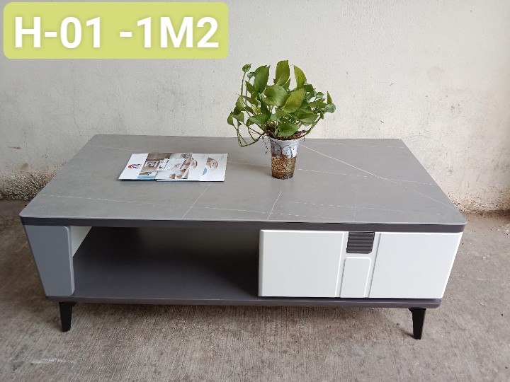Bàn trà sofa Tundo mặt đá nhập khẩu màu xám