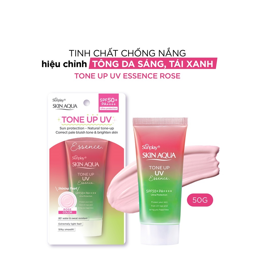 Tinh Chất Chống Nắng Sunplay Skin Aqua Tone Up UV Essence Happiness Aura Rose SPF50+ PA++++ 50g