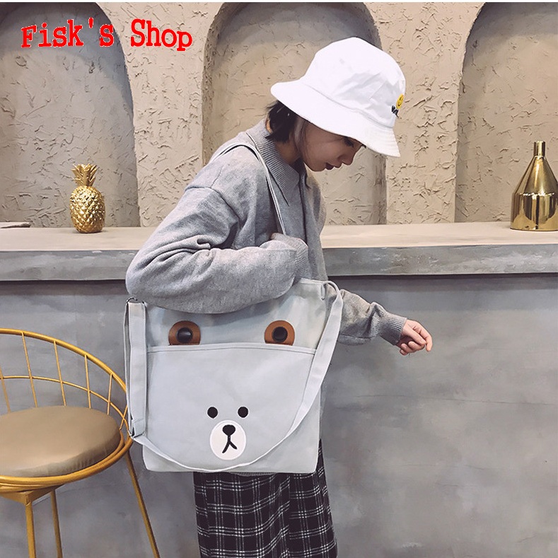 Túi tote, túi vải đeo chéo cute, túi đi học, túi đựng sách, túi dã ngoại, túi đi chơi