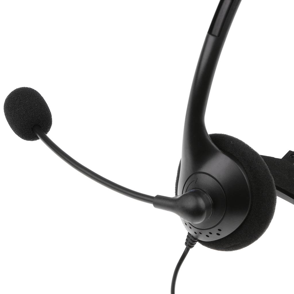 Black 3.5mm Single Earpiece Stereo Headphone Earphone W/ Microphone for