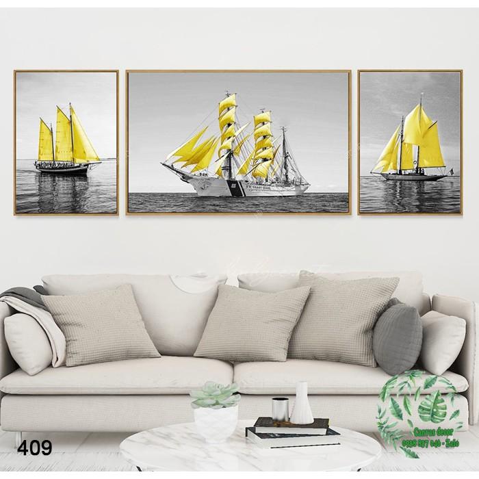 Bộ 3 tranh canvas treo tường Thuyền buồm - mẫu 409