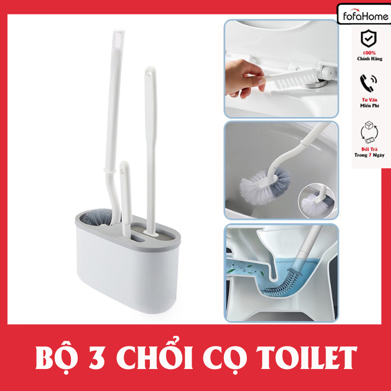 Bộ 3 Chổi Cọ Toilet Lavarbo Chuyên Nghiệp Silicon Xoay 360 Độ Kèm Hộp Đựng Treo Tường Gọn Gàng Đảm Bảo Vệ Sinh Mỹ Quan Nhà Tắm