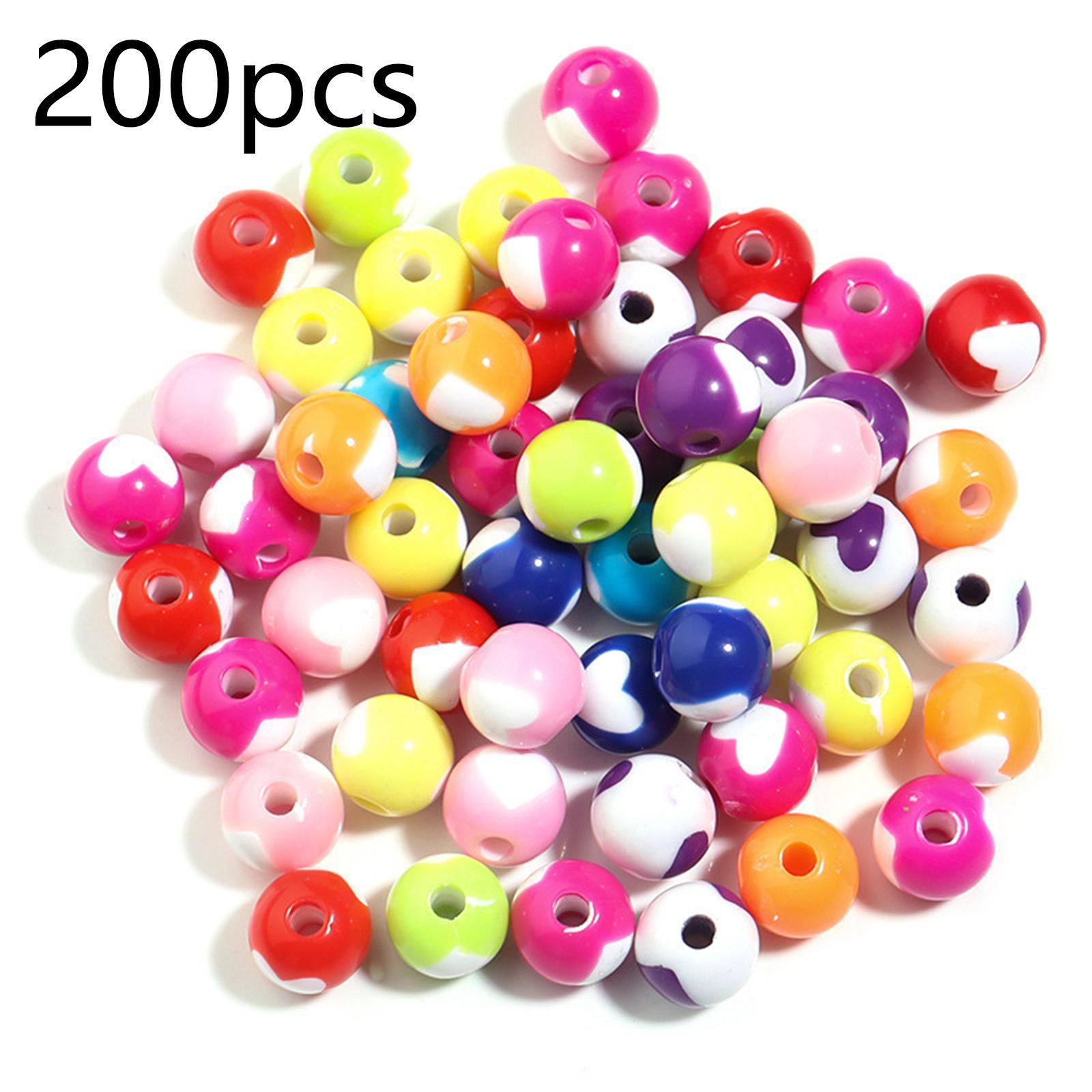 200PCS Acrylic Spacer Beads Mixed Colors Crafting Heart Beads for DIY Bracelet Necklace Jewelry Making