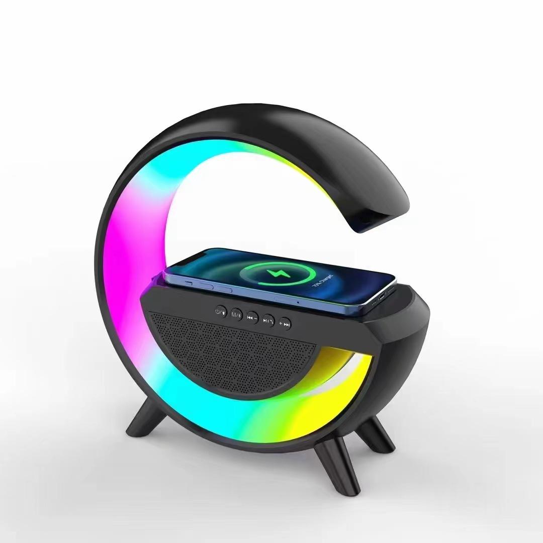 Đèn LED mới RGB Đèn ánh sáng ban đêm Đèn báo thức kỹ thuật số Loa loa không dây Trẻ em ngủ Trang trí phòng ngủ 2023 Color: Black US