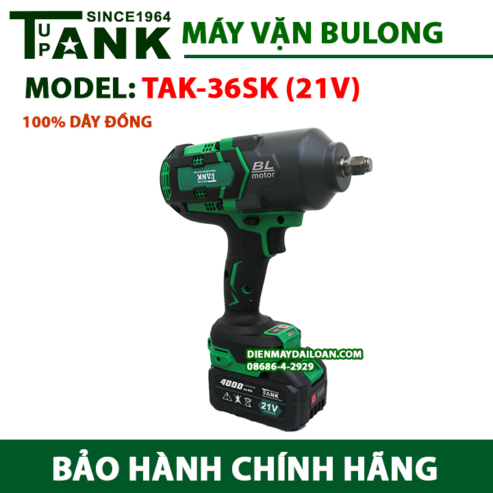 Máy siết bulong tank TAK-36SK hàng khủng thân to pin siêu trâu khẩu 1/2 21V