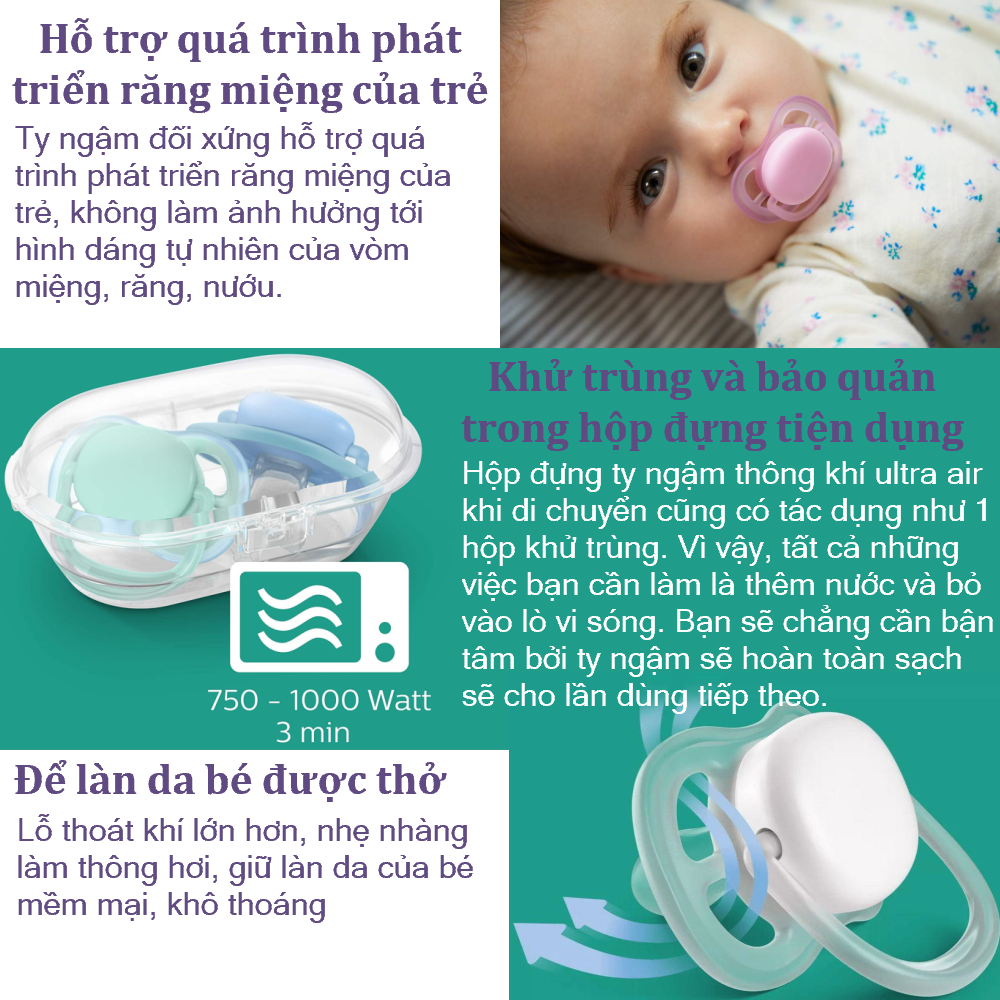 Núm ty ngậm thông khí Philips Avent hình khủng long cho bé từ 0-6 tháng tuổi - Vỉ đơn 544.10