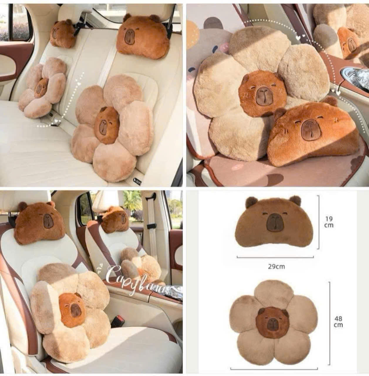 Tựa Đầu Tựa Lưng Ghế Oto Hình Capybara Hottrend, Tựa Ghế Trang Trí Cute Mặt Capybara Nghộ Nghĩnh - Hàng Chính Hãng MINIIN