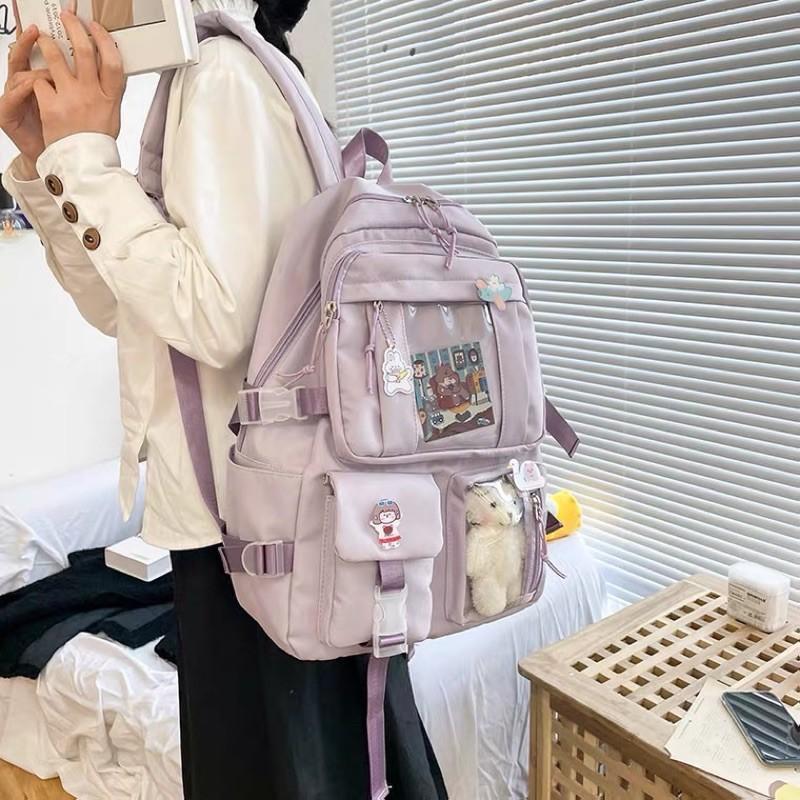 Balo đi học màu pastel nhẹ nhàng xinh xắn ️ HÀNG CÓ SẴN - 3 hộp túi trong