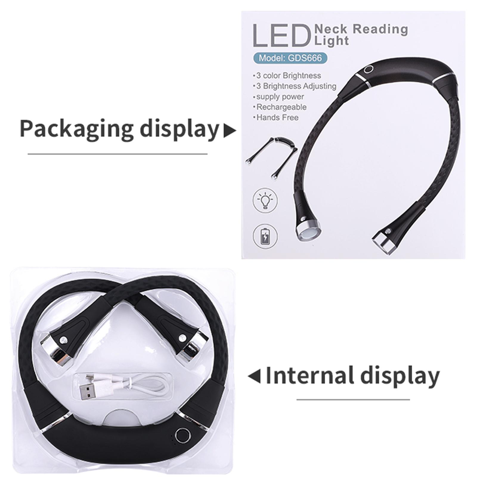 Đèn Led Đeo Cổ Linh Hoạt Có Thể Gập Lại Sạc Usb 3 Chế Độ Ánh Sáng Tiện Dụng