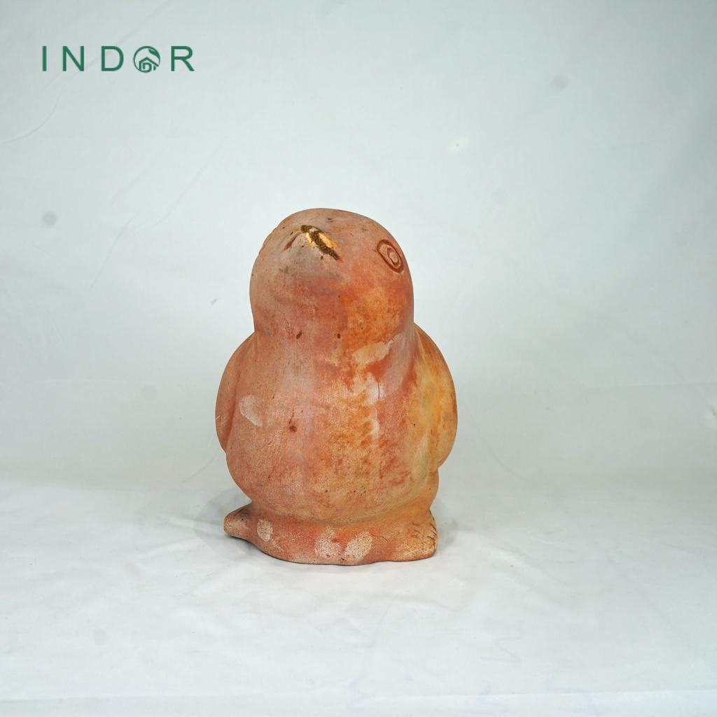 Tượng chú chim mỏ nhọn size M trang trí chất liệu đất nung terracotta Tượng decor nội ngoại thất Tượng đất nung