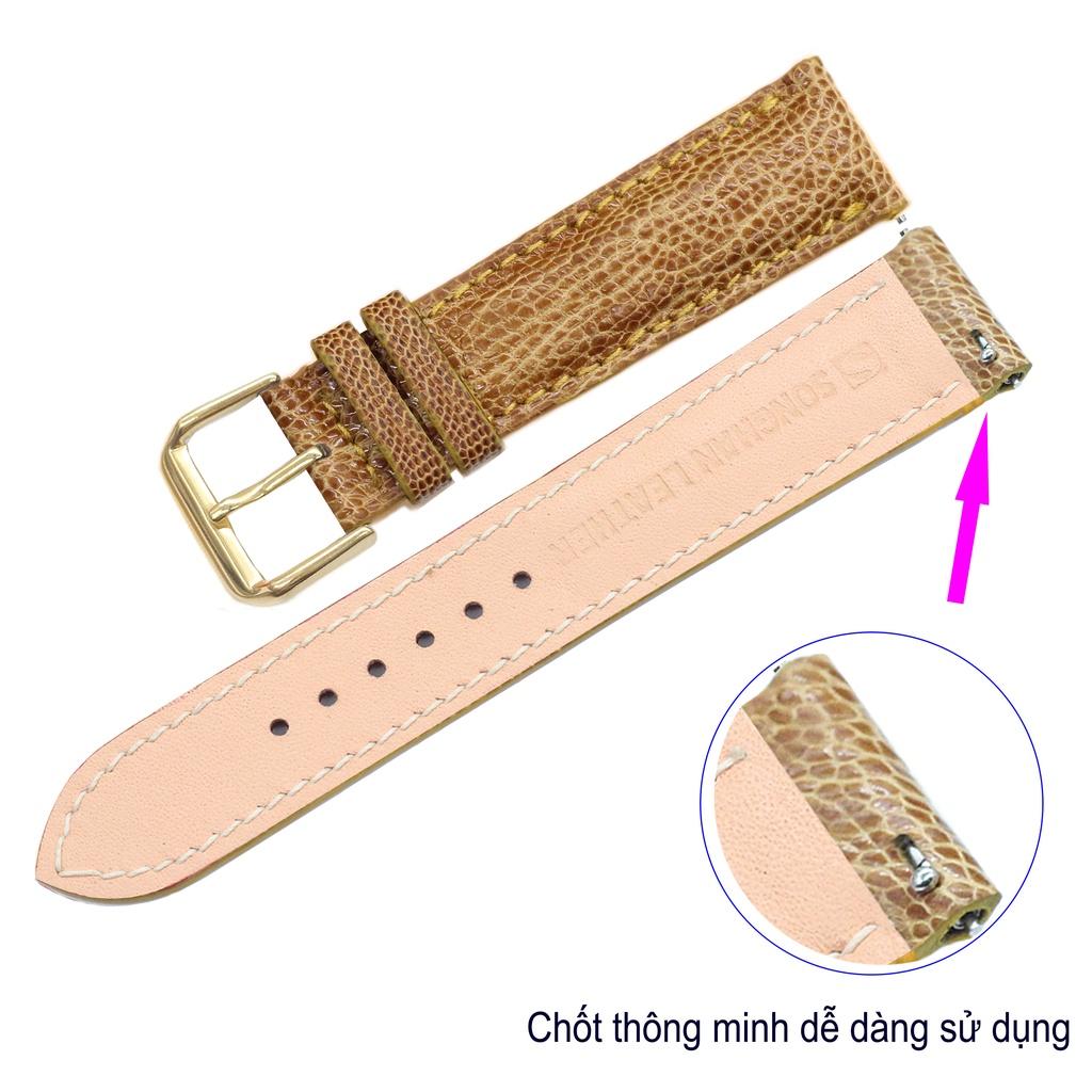 Dây Đồng Hồ.Dây Da Đà Điểu Gắn Chốt Thông Minh Kèm Khóa Kim Cao Cấp Chính Hãng Songhan Leather.Nhiều Size, Nhiều Màu.BẢO HÀNH 6 THÁNG