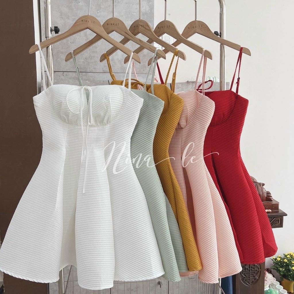 Đầm váy nữ 2 dây xếp ly xòe tiểu thư xinh xắn dành cho các nàng đi chơi, dự tiệc