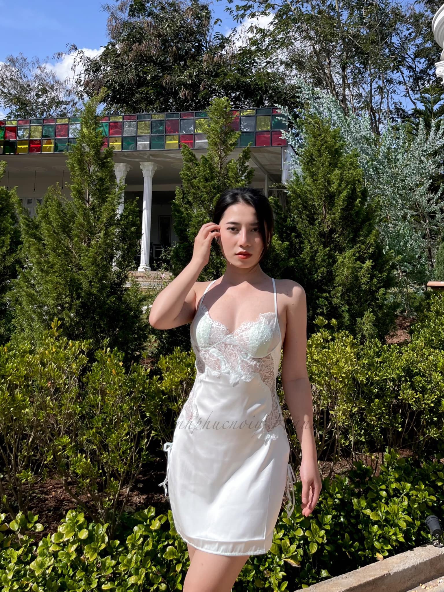 Váy ngủ satin lụa sexy mềm mại tone thanh mát #DressSushi - Ảnh thật shop chụp