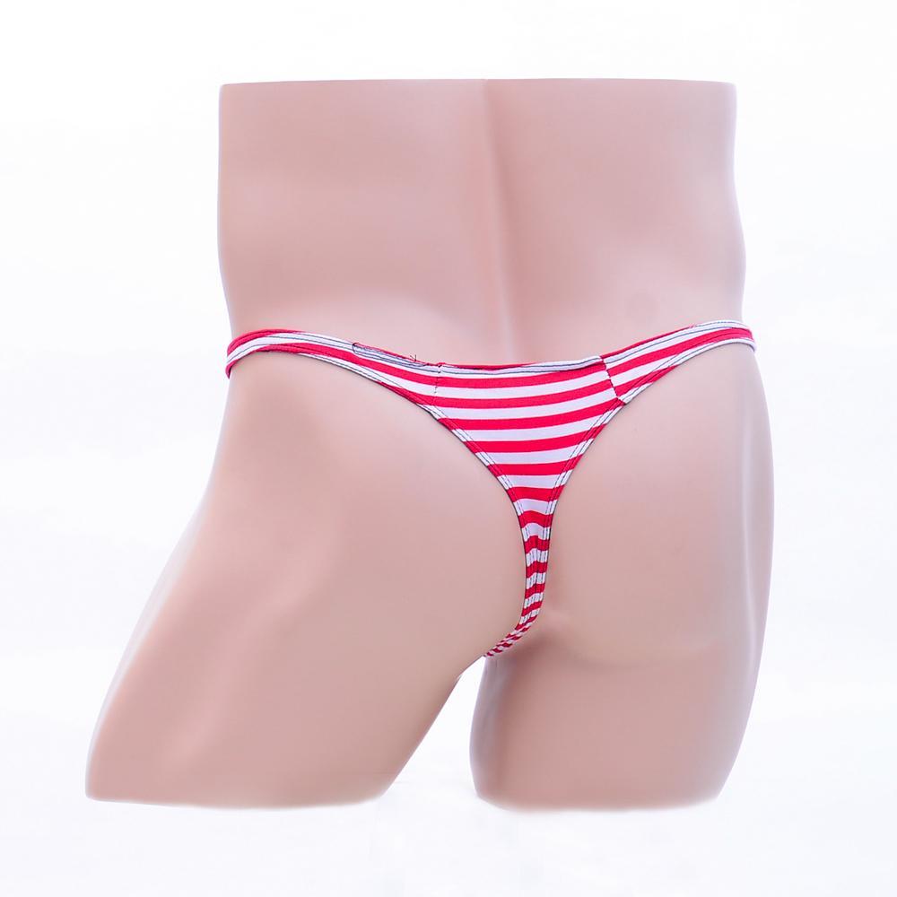 2-3pack Men's Sexy G-string Underwear T-back Thongs Briefs Red White Striped