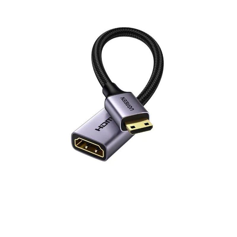 Ugreen 90593 15cm 4k60hz Mini HDMI đực sang HDMI cái 2.0 đầu chuyển VIDEO truyền âm thanh và hình ảnh 4K HD160 20090593 - Hàng chính hãng