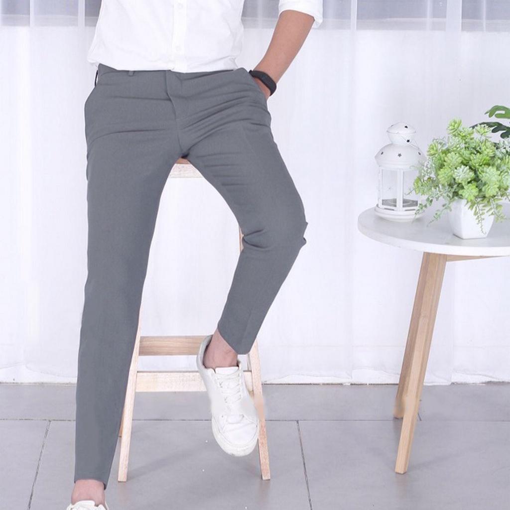 Quần Tây Âu Nam Ống Côn Loại Vải Cotton 4 Chiều Dày Dặn Co Giãn Dáng Ôm Không Nhăn Form Chuẩn Thời Trang