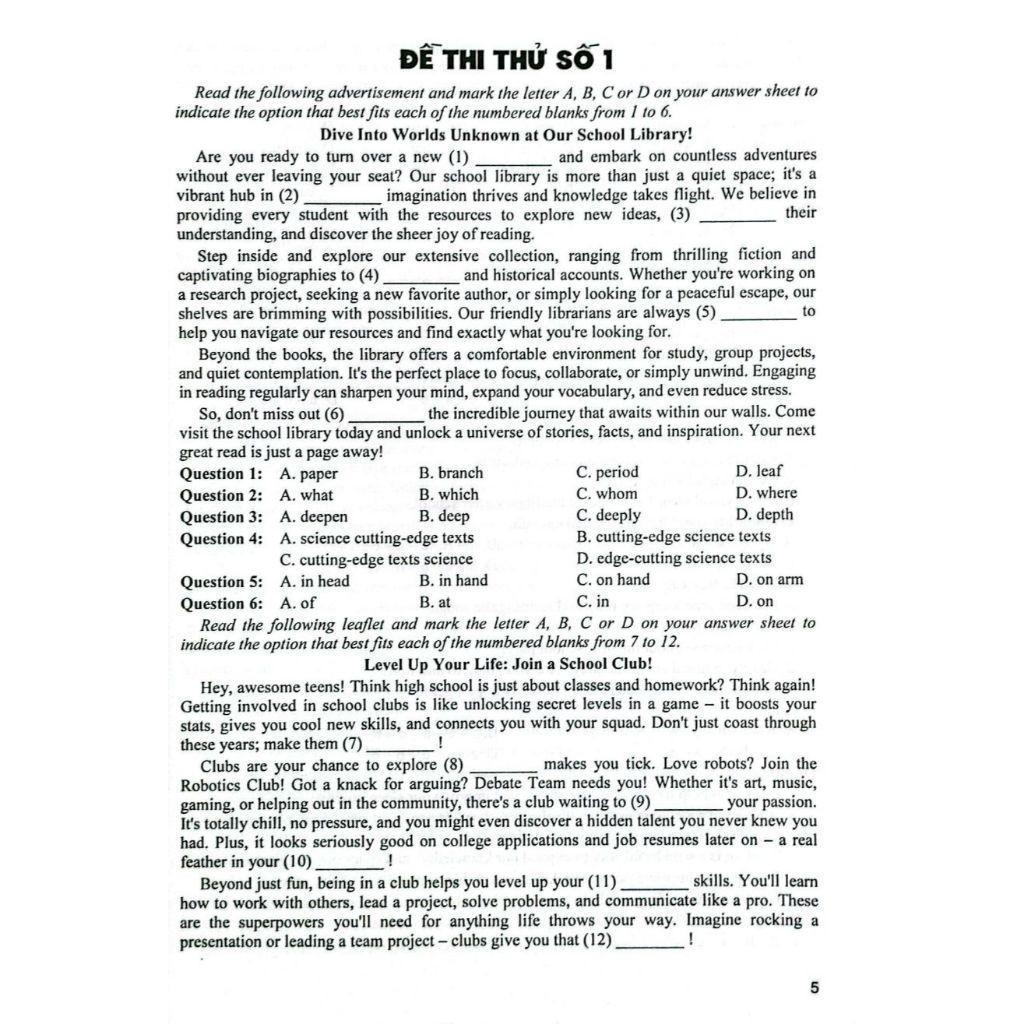 Giải Chi Tiết Bộ Đề Luyện Thi Thử Tốt Nghiệp THPT Môn Tiếng Anh - Theo Cấu Trúc Đề Thi Mới 2025 - HA