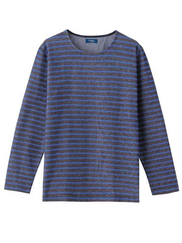 Áo Thun Nam tay Dài NAVY Organic Cotton Stripe With Boat Neck T-shirt - - SIZE M